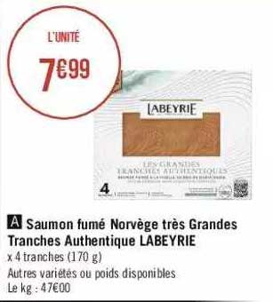 saumon fumé norvège très grandes tranches authentique labeyrie