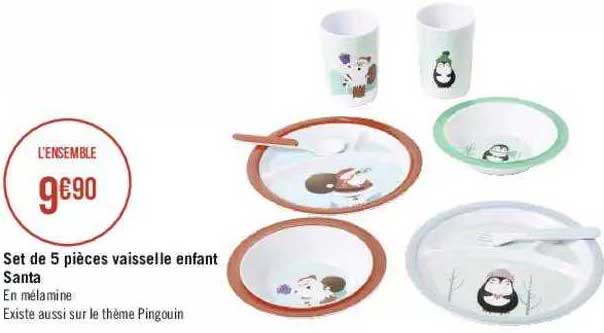 Set De 5 Pièces Vaisselle Enfant Santa