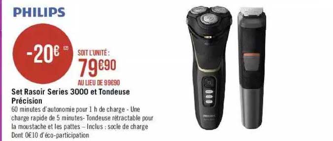 set rasoir séries 3000 et tondeuse précision philips