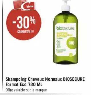 shampoing cheveux normaux biosecure format eco 730 ml