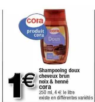 shampooing doux cheveux brun noix & henné cora