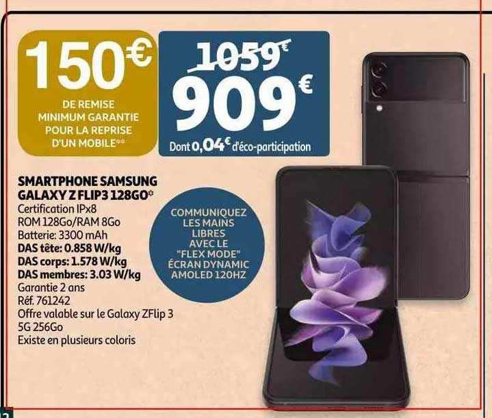 smartphone samsung galaxy z flip 3 128 go
