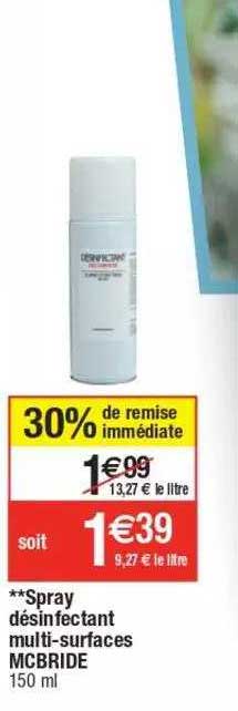 spray désinfectant multi-surfaces mc bride