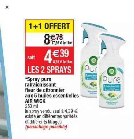 spray pure rafraîchissant fleur de citronnier aux 5 huiles essentielles air wick