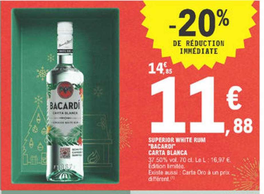 superior white rum "bacardi" carta blanca