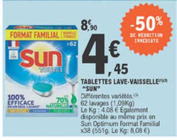 tablettes lave-vaisselle "sun"