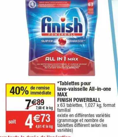 tablettes pour lave-vaisselle all-in-one max finish powerball