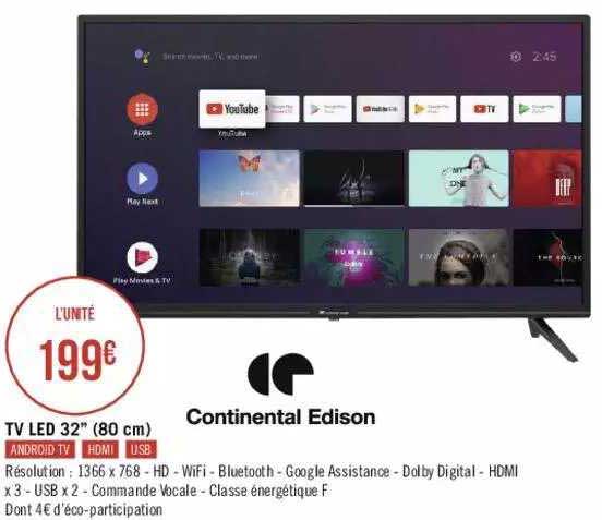 Tv Led 32" (80 Cm) Continental Edison