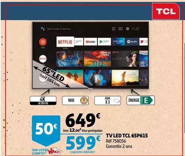 Tv Led Tcl 65p615