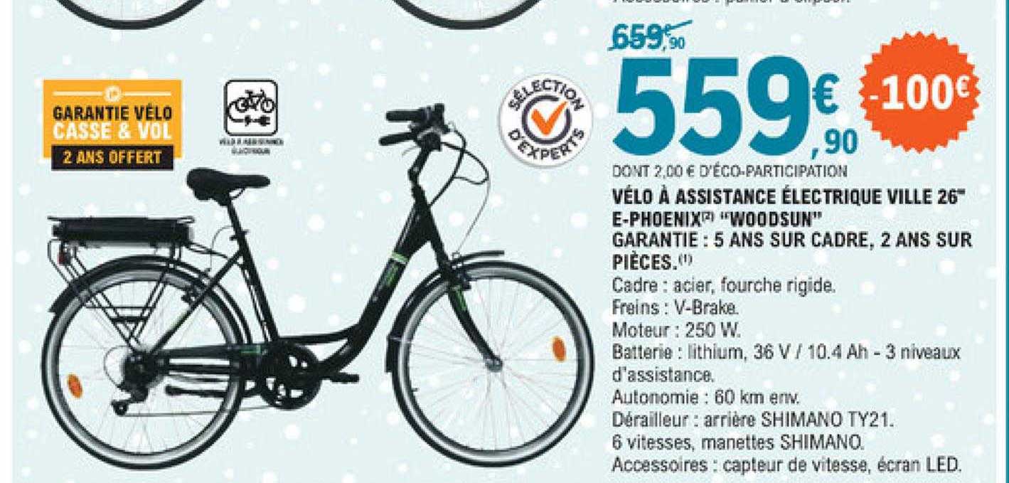 vélo à assistance électrique ville 26" e-phoenix "woodsun"