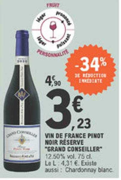 vin de france pinot noir réserve "grand conseiller"