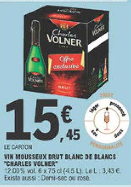 vin mousseux brut blanc de blancs "charles volner"