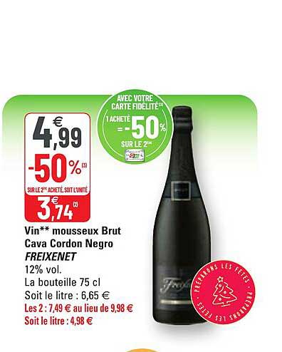 vin mousseux brut cava cordon negro freixenet