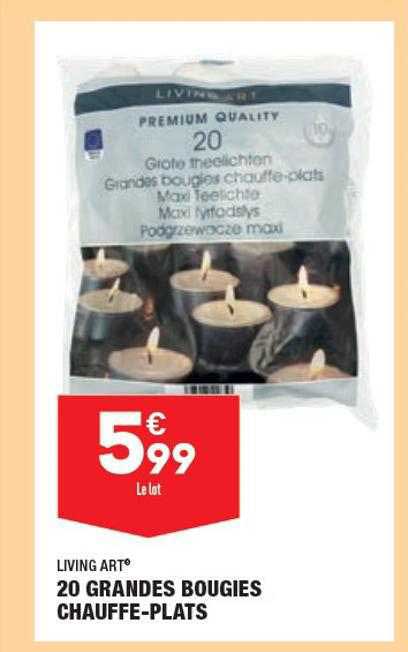 20 grandes bougies chaufffe-plats living art