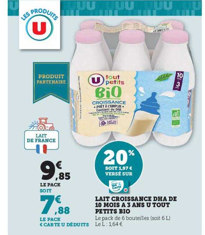 Lait Croissance Dha De 10 Mois à 3 Ans U Tout Petits Bio