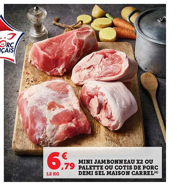 mini jambonneau x2 ou palette ou cotis de porc demi sel maison carrel