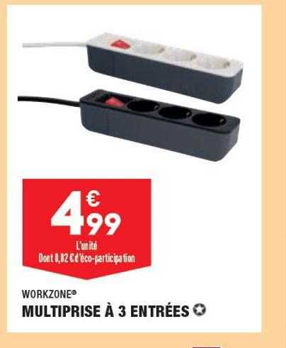 multiprise à 3 entrées workzone