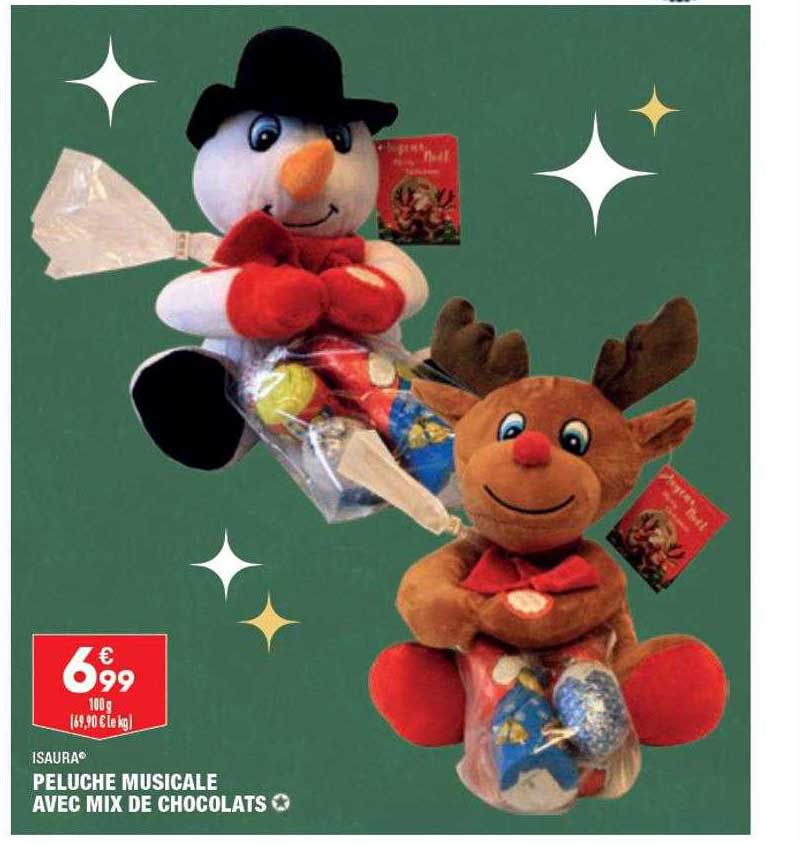 peluche musicale avec mix de chocolats isaura