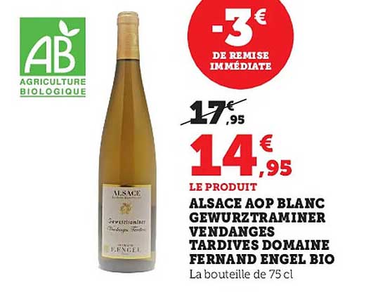 alsace aop blanc gewurztraminer vendanges tardives domaine fernand engel bio