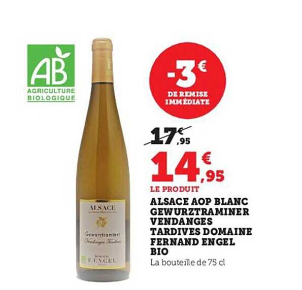 alsace aop blanc gewurztraminer vendanges tardives domaine fernand engel bio