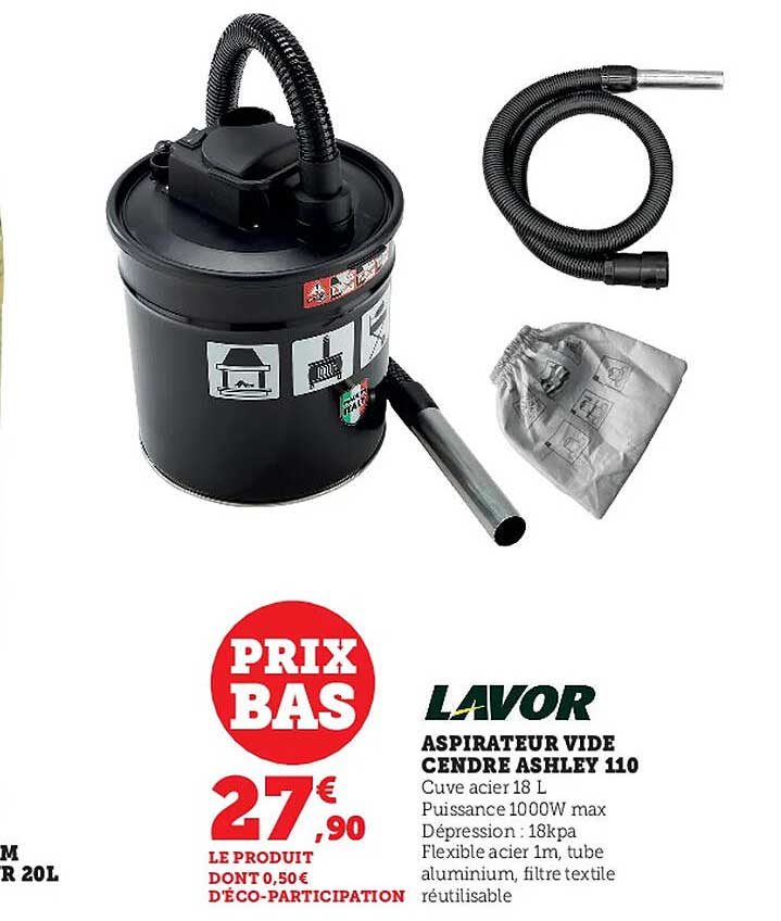 Aspirateur Vide Cendre Ashley 110 Lavor