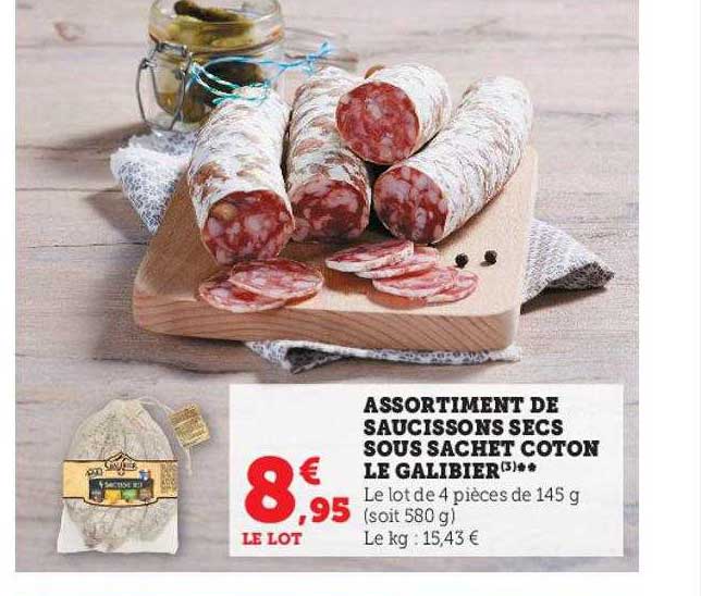 Assortiment De Saucissons Secs Sous Sachet Coton Le Galibier