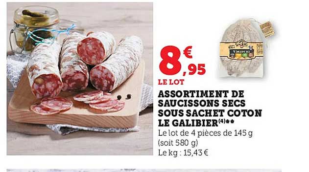 Assortiment De Saucissons Secs Sous Sachet Coton Le Galibier
