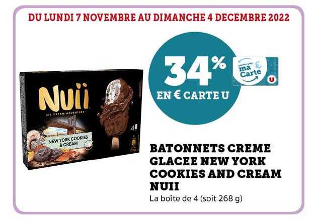bâtonnets crème glacée new york cookies and cream nuii