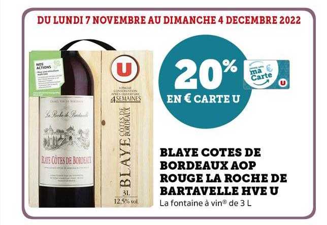 blaye côtes de bordeaux aop rouge la roche de bartavelle hve u