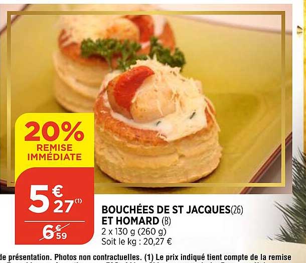 bouchées de st jacques et homard