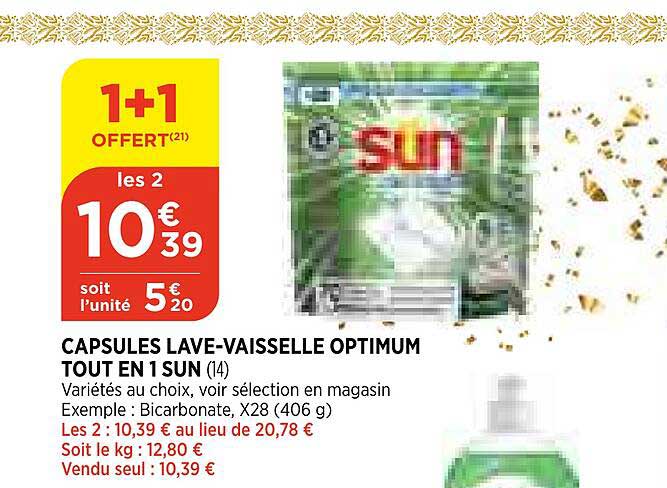 Capsules Lave-vaisselle Optimum Tout En 1 Sun