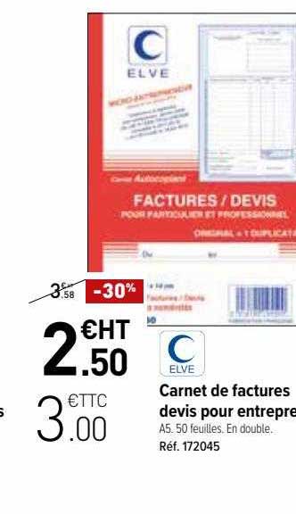 carnet de factures devis pour entrepreneurs elve
