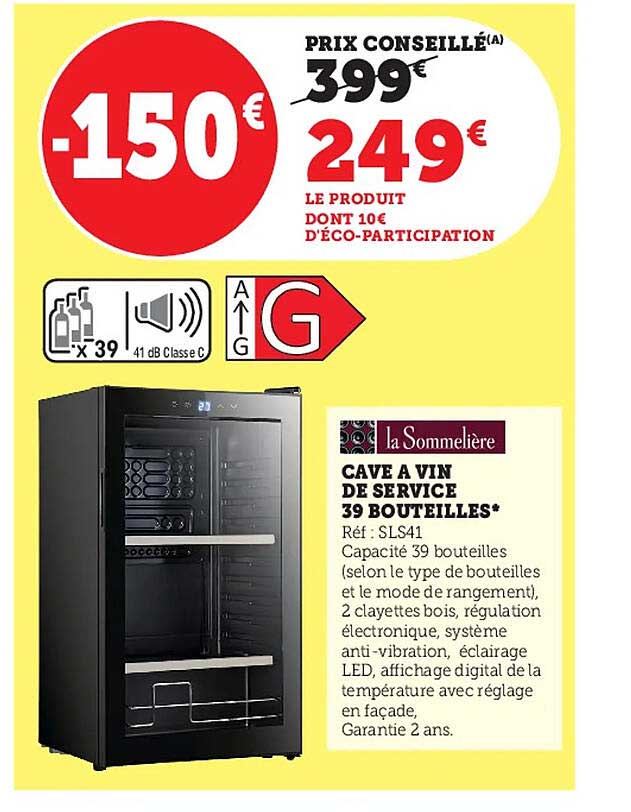 cave à vin de service 39 bouteilles la sommelière