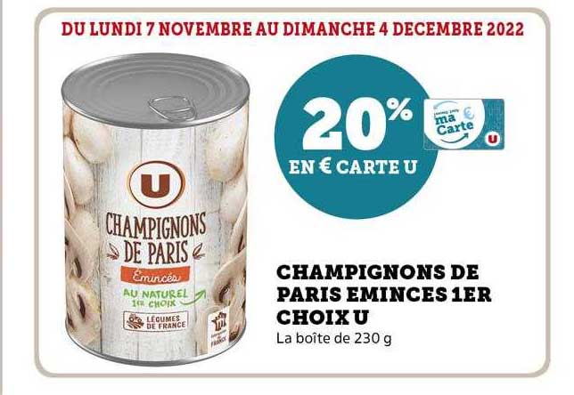 Champignons De Paris émincés 1er Choix U