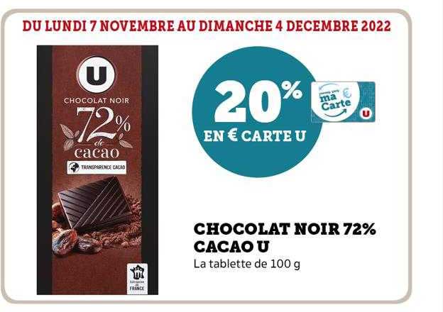 Chocolat Noir 72% Cacao U