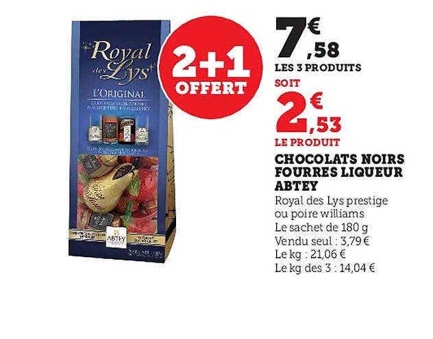 chocolats noirs fourrés liqueur abtey