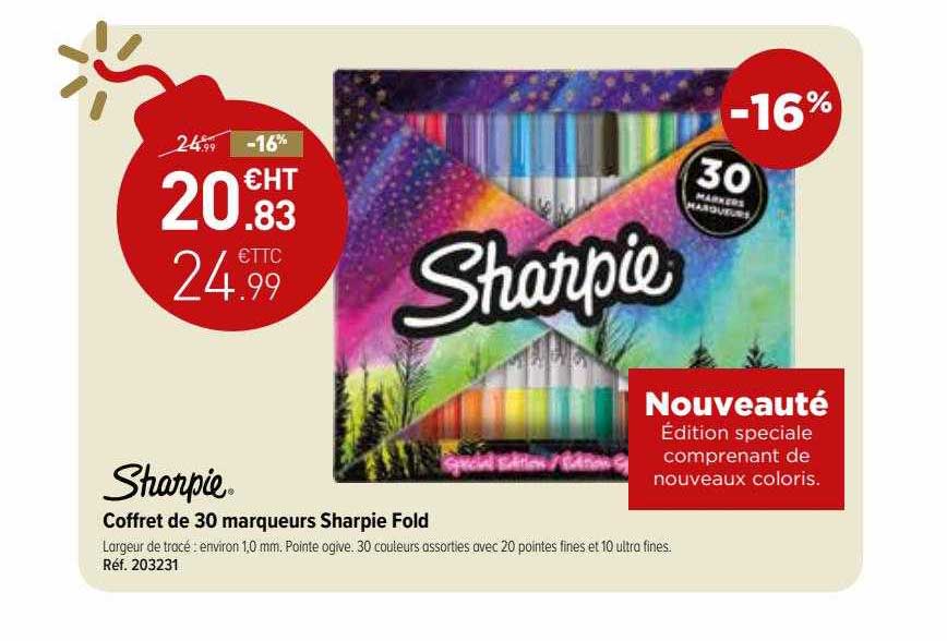 coffet de 30 marqueurs sharpie fold