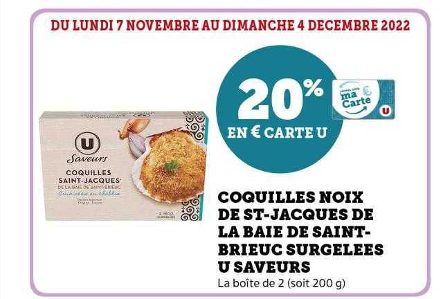 coquilles noix de st-jacques de la baie de saint-brieuc surgelées u saveurs