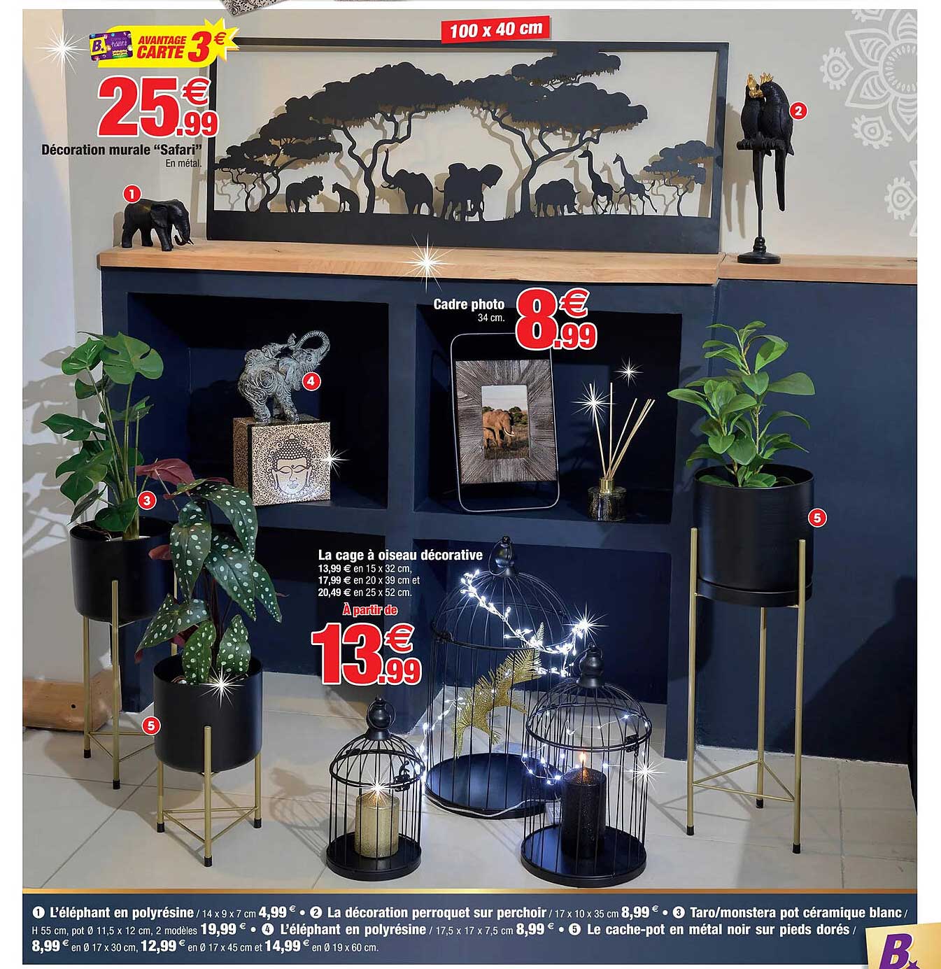 décoration murale "safari", cadre photo, la cage à oiseau décorative