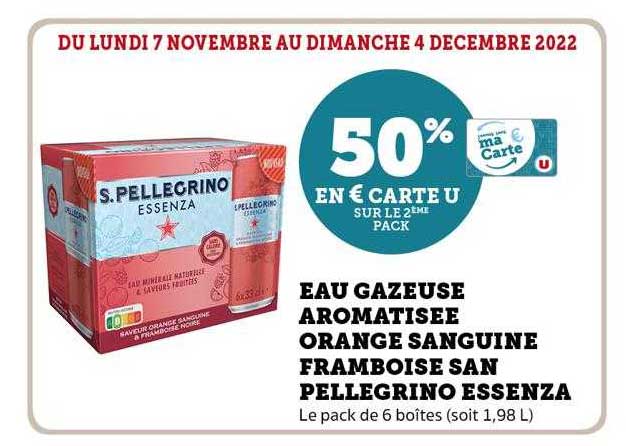 eau gazeuse aromatisée orange sanguine framboise san pellegrino essenza