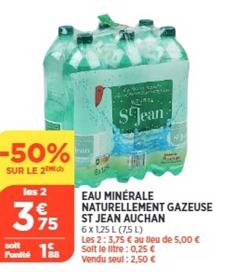 eau minérale naturellement gazeuse st jean auchan