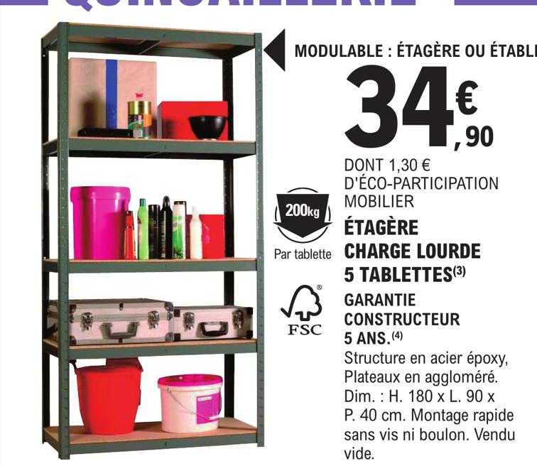 étagère Charge Lourde 5 Tablettes