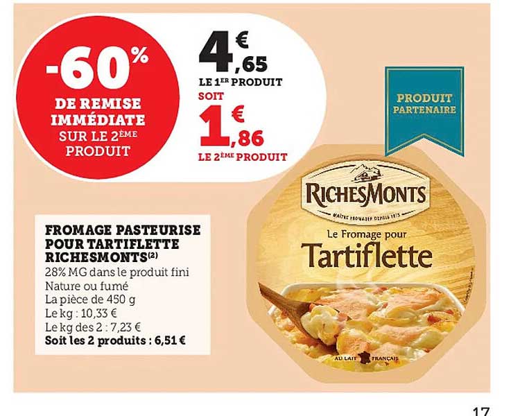 fromage pasteurisé pour tartiflette riches monts