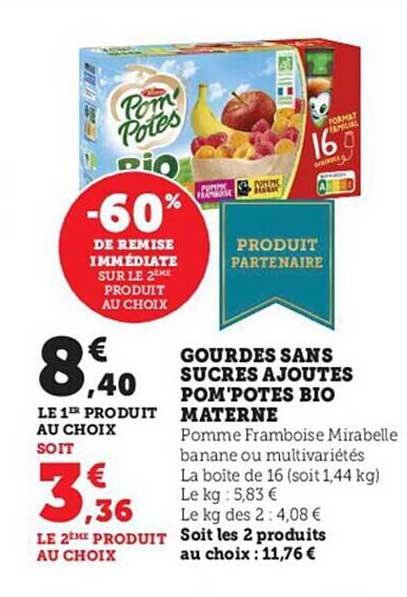 Gourdes Sans Sucres Ajoutés Pom'potes Bio Materne