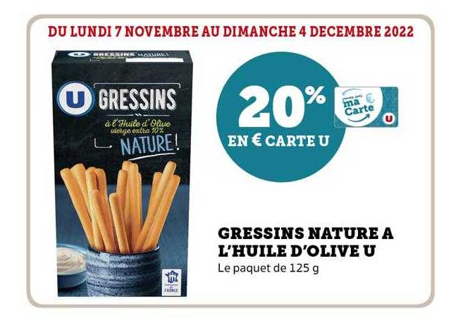 Gressins Nature à L'huile D'olive U