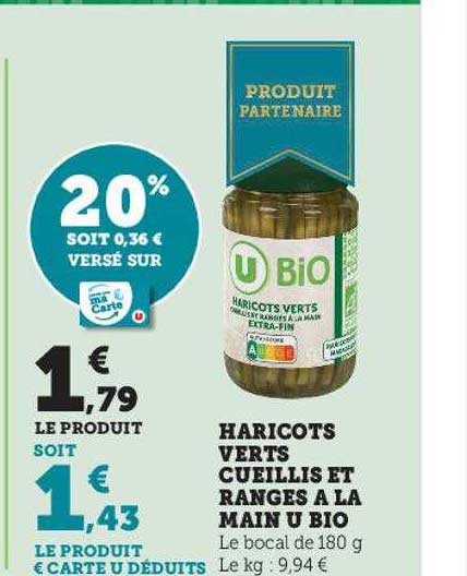 haricots verts cueillis et rangés à la main u bio