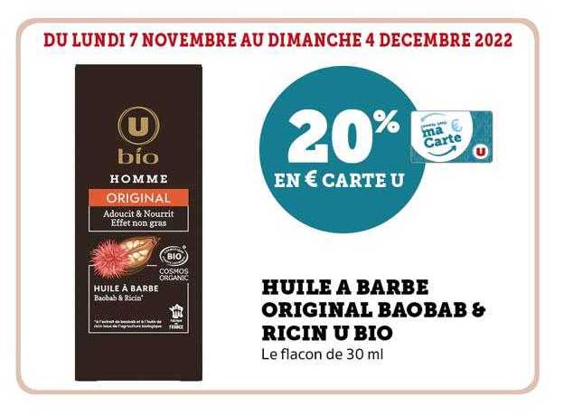 huile à barbe original baobab & ricin u bio
