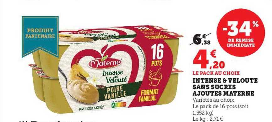 Intense & Velouté Sans Sucres Ajoutés Materne