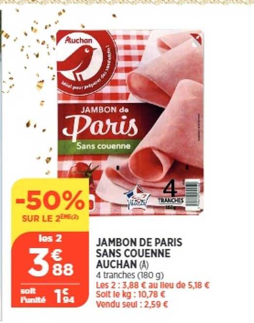 Jambon De Paris Sans Couenne Auchan