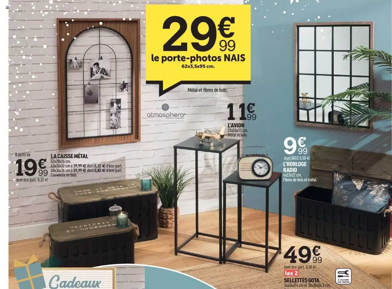 la caisse métal, le porte-photos nais, l'avion, l'horloge radio, sellettes gota